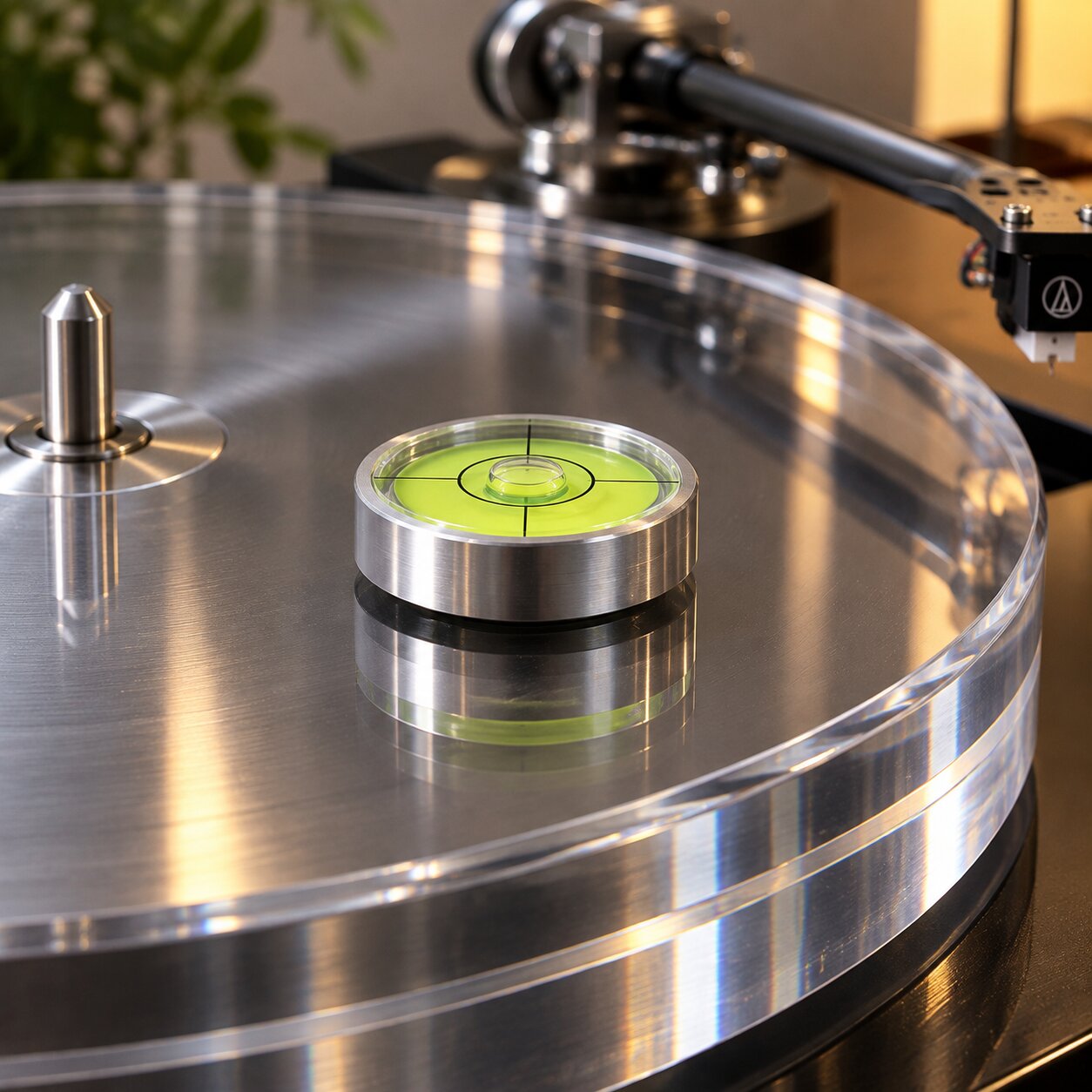 Spirit Level on Turntable Platter